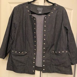 NYCC Black Denim Size 1X Studded Jacket No Closure